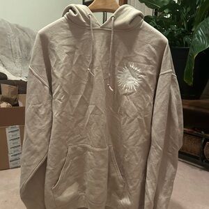 Beige Hoodie with Sun Embroidery